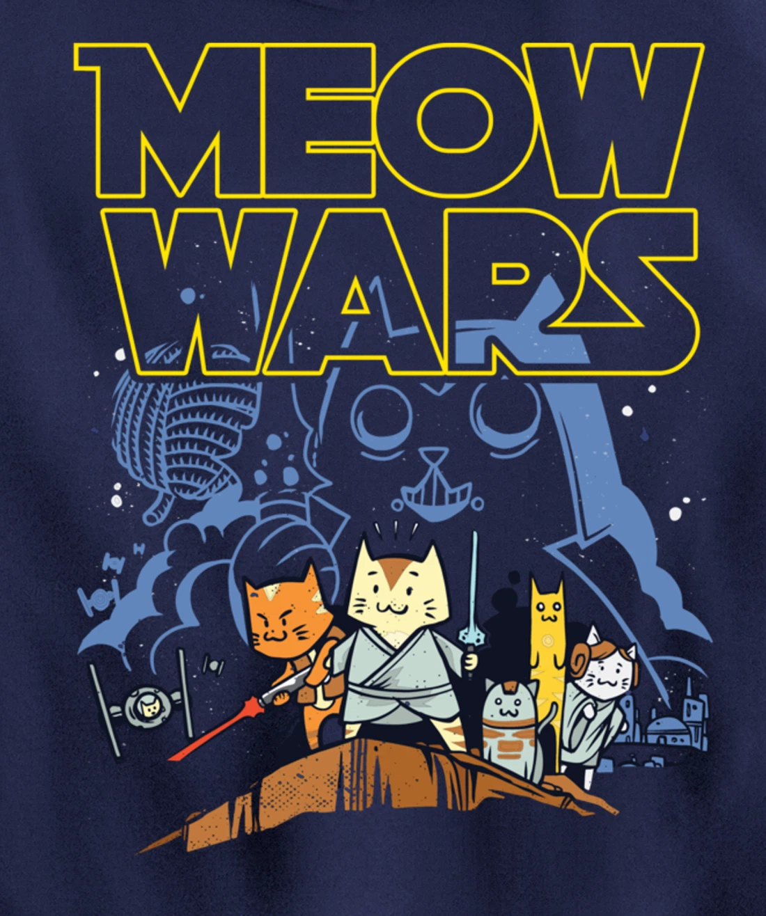Meow Wars Cat Gifts for Cat Lovers Cat Stuff Themed Gifts Pullover Hoodie