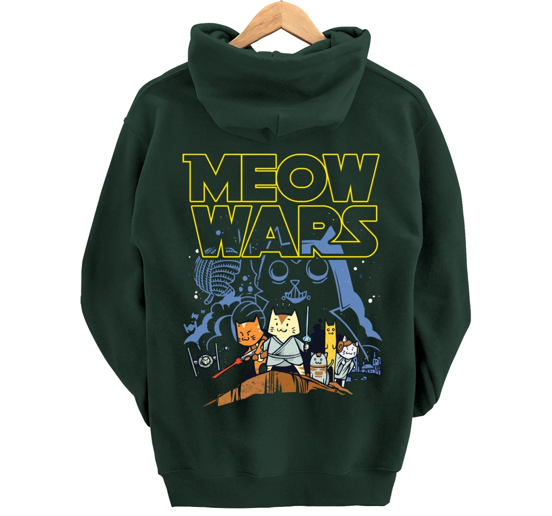 Meow Wars Cat Gifts for Cat Lovers Cat Stuff Themed Gifts Pullover Hoodie