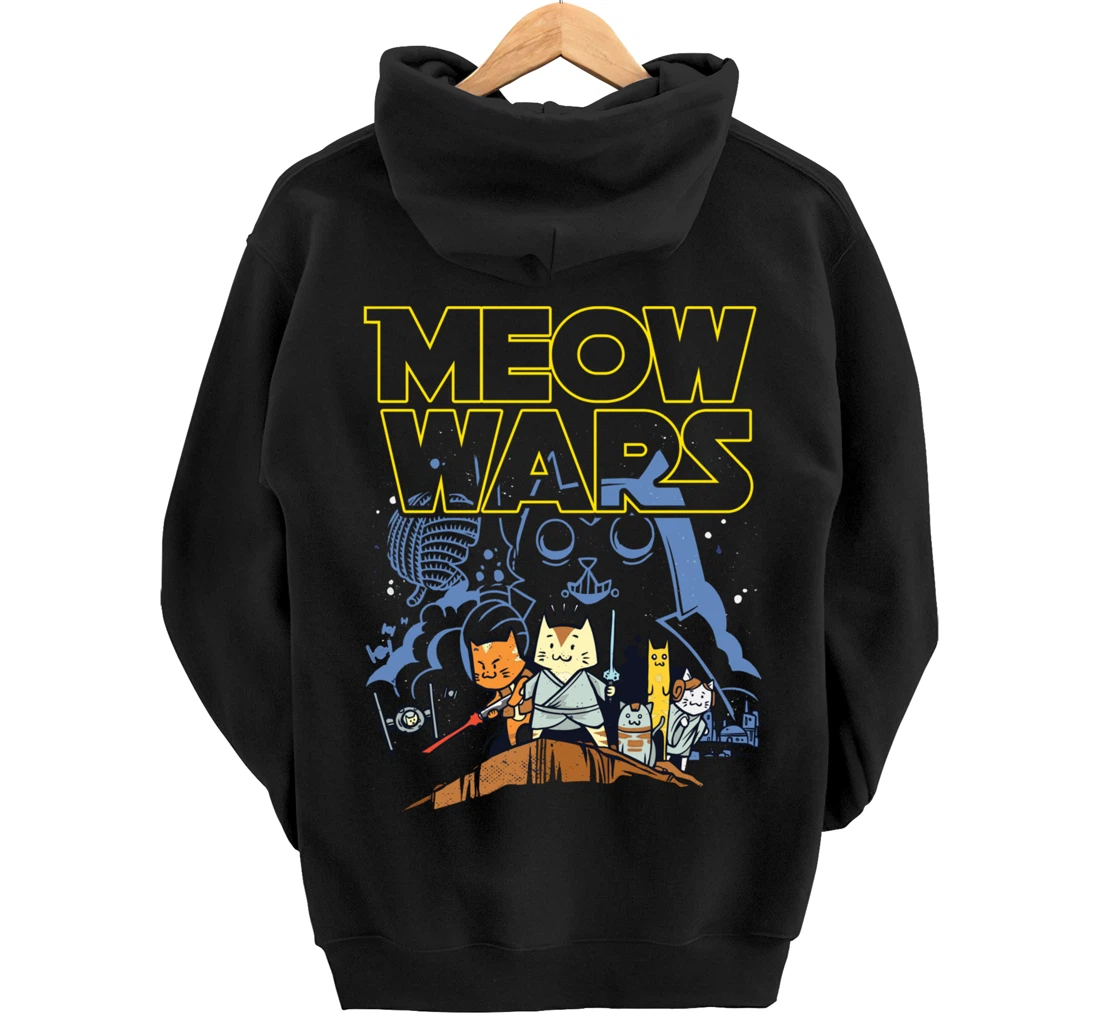 Meow Wars Cat Gifts for Cat Lovers Cat Stuff Themed Gifts Pullover Hoodie