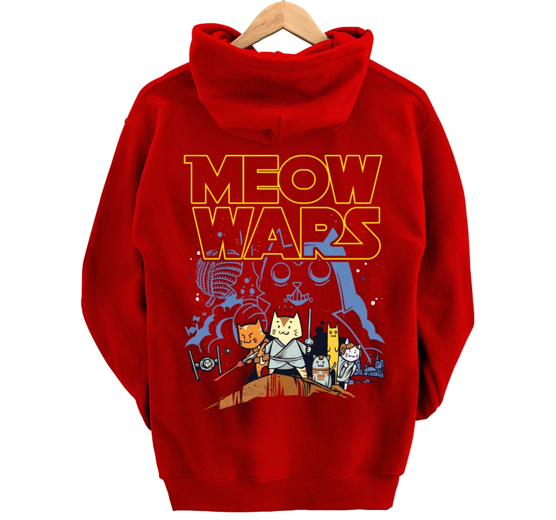 Meow Wars Cat Gifts for Cat Lovers Cat Stuff Themed Gifts Pullover Hoodie