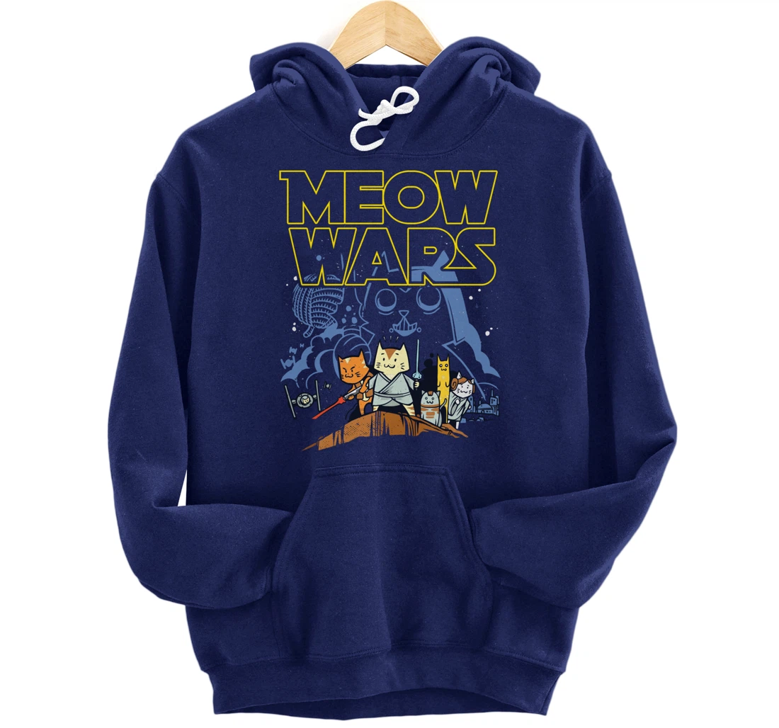 Meow Wars Cat Gifts for Cat Lovers Cat Stuff Themed Gifts Pullover Hoodie