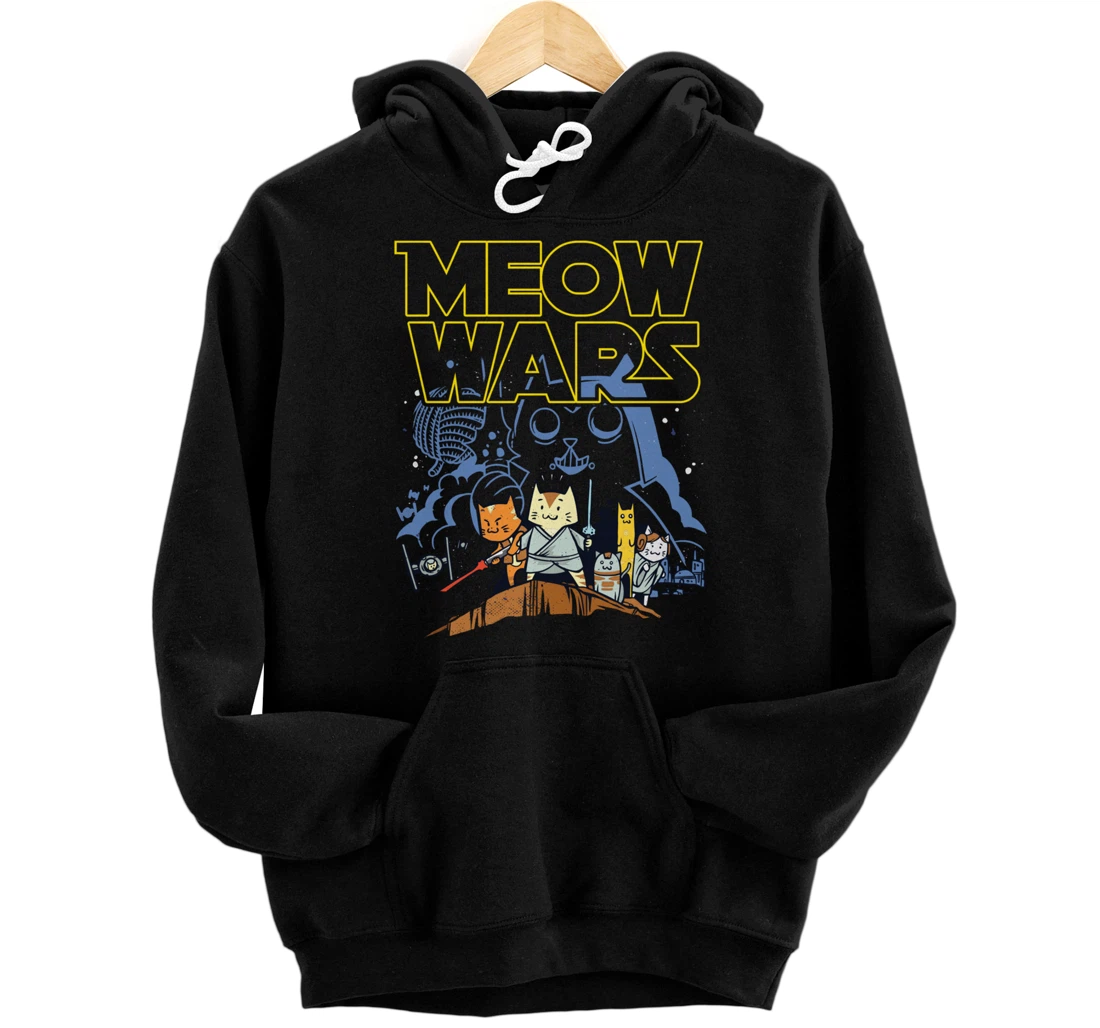 Meow Wars Cat Gifts for Cat Lovers Cat Stuff Themed Gifts Pullover Hoodie