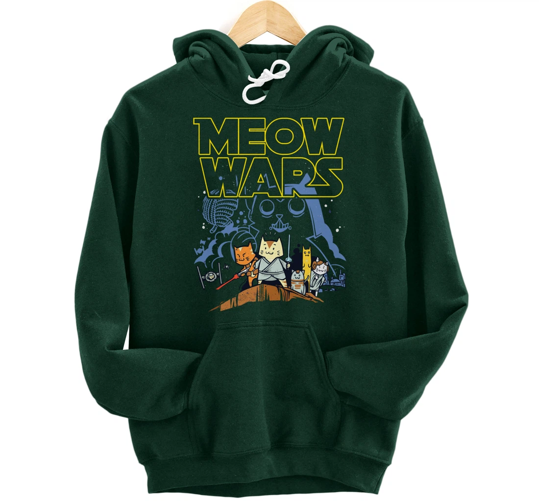 Meow Wars Cat Gifts for Cat Lovers Cat Stuff Themed Gifts Pullover Hoodie