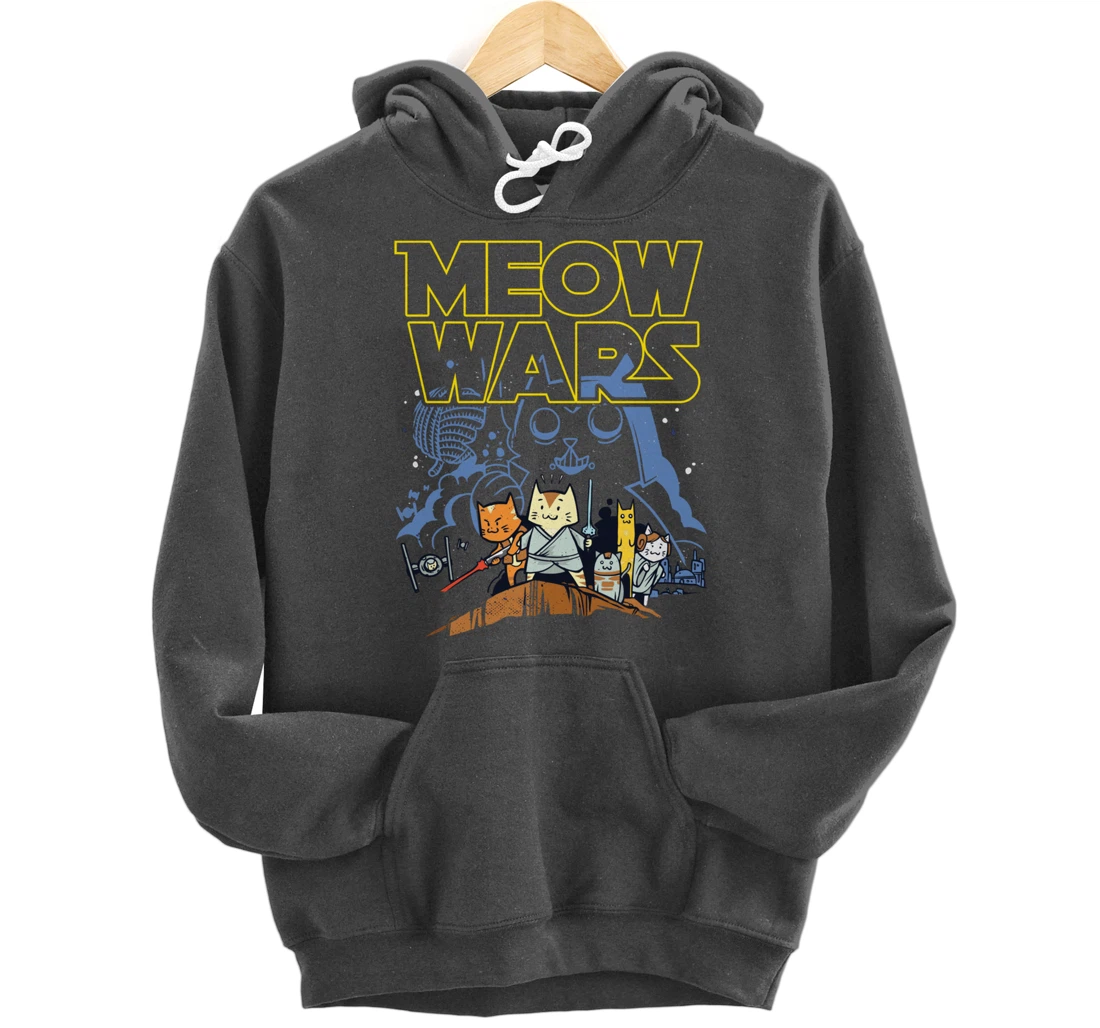 Meow Wars Cat Gifts for Cat Lovers Cat Stuff Themed Gifts Pullover Hoodie