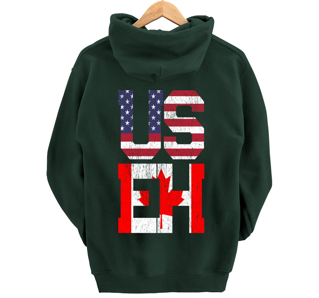 US EH - America Canada Flag Pullover Hoodie