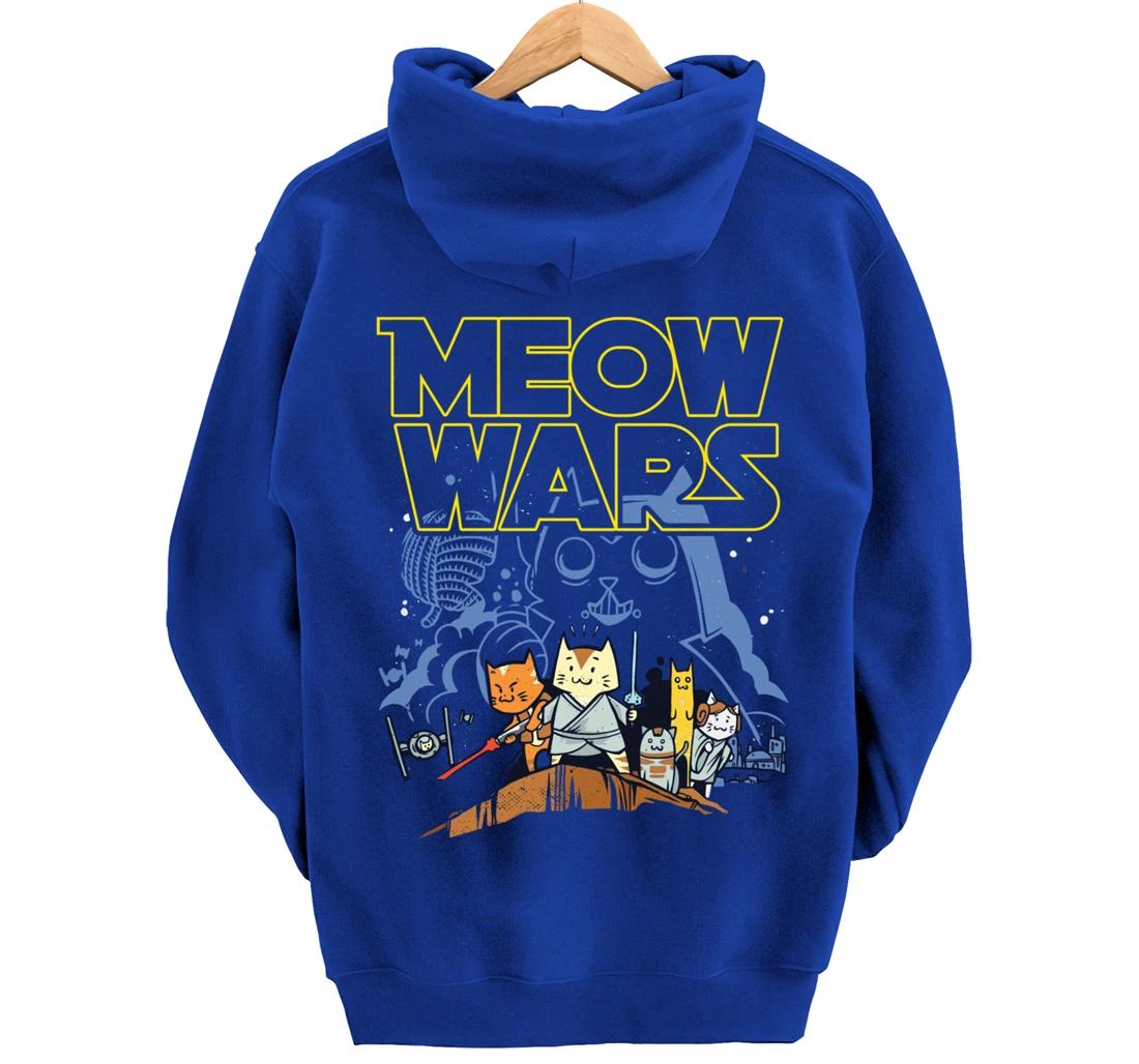 Meow Wars Cat Gifts for Cat Lovers Cat Stuff Themed Gifts Pullover Hoodie