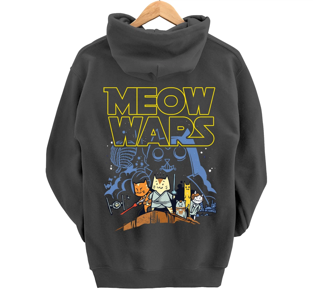 Meow Wars Cat Gifts for Cat Lovers Cat Stuff Themed Gifts Pullover Hoodie