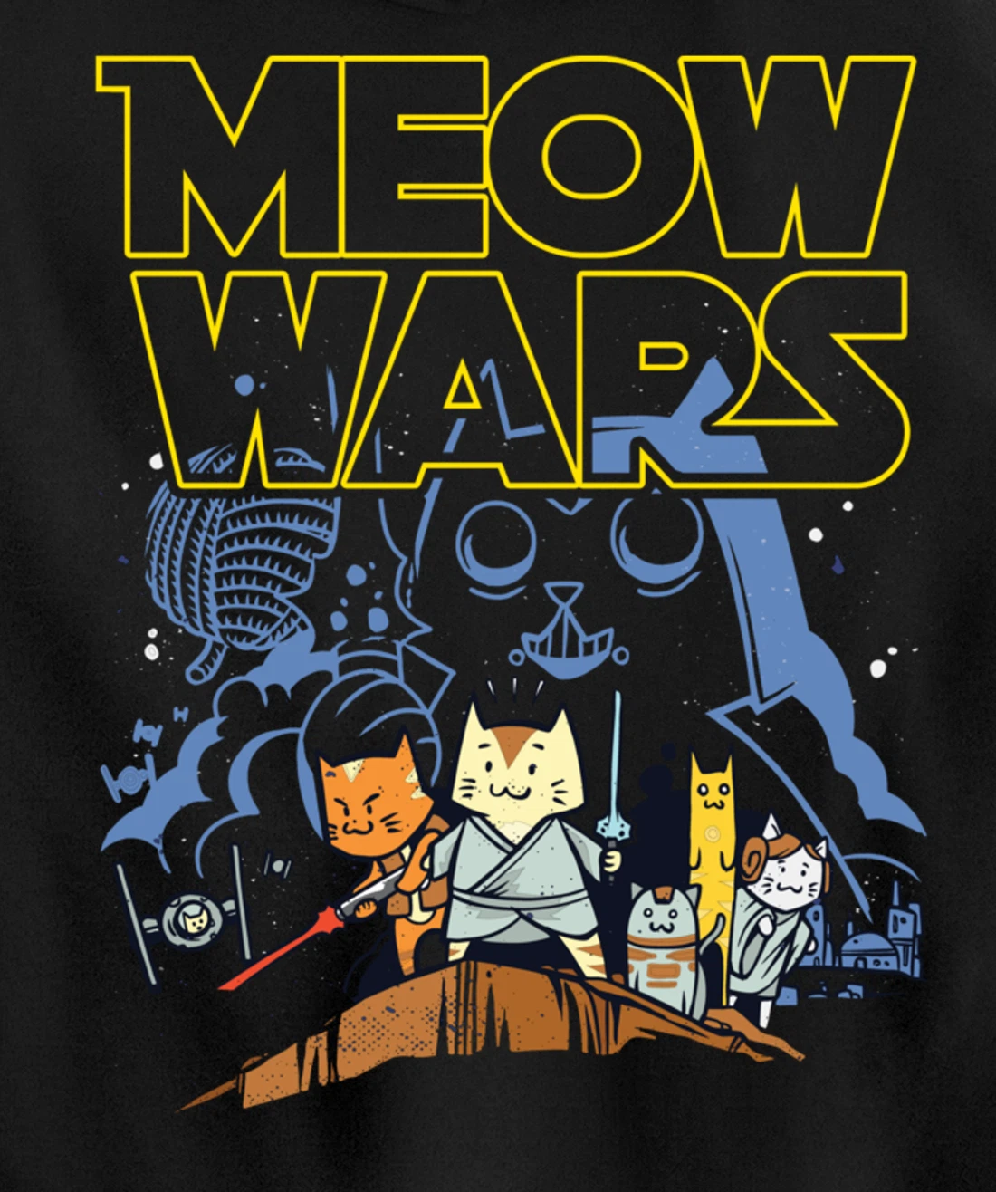Meow Wars Cat Gifts for Cat Lovers Cat Stuff Themed Gifts Pullover Hoodie