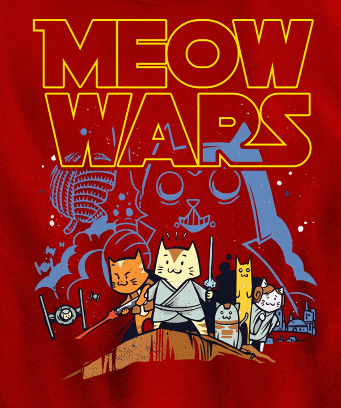 Meow Wars Cat Gifts for Cat Lovers Cat Stuff Themed Gifts Pullover Hoodie