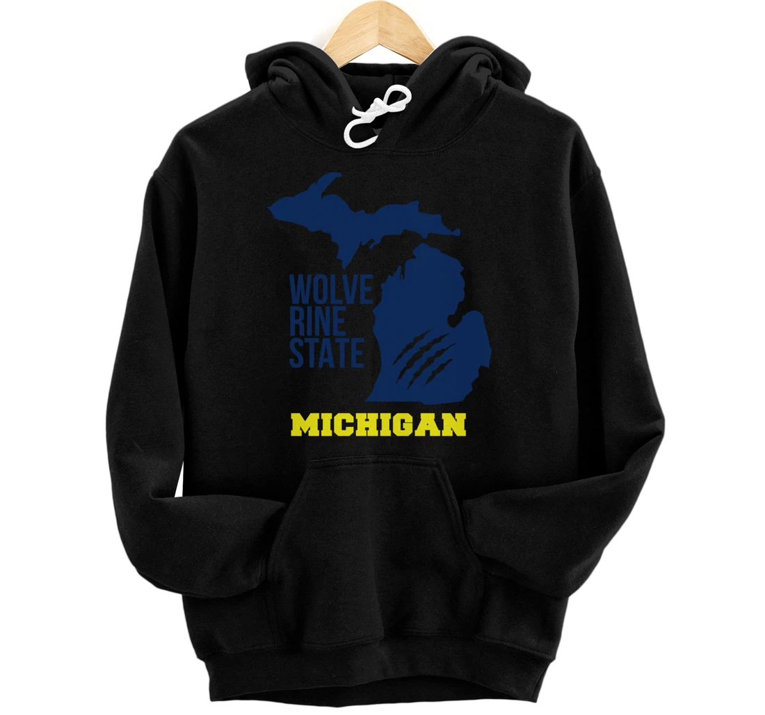 Michigan Silhouette Outline The Wolverine State Pride Gift Pullover Hoodie