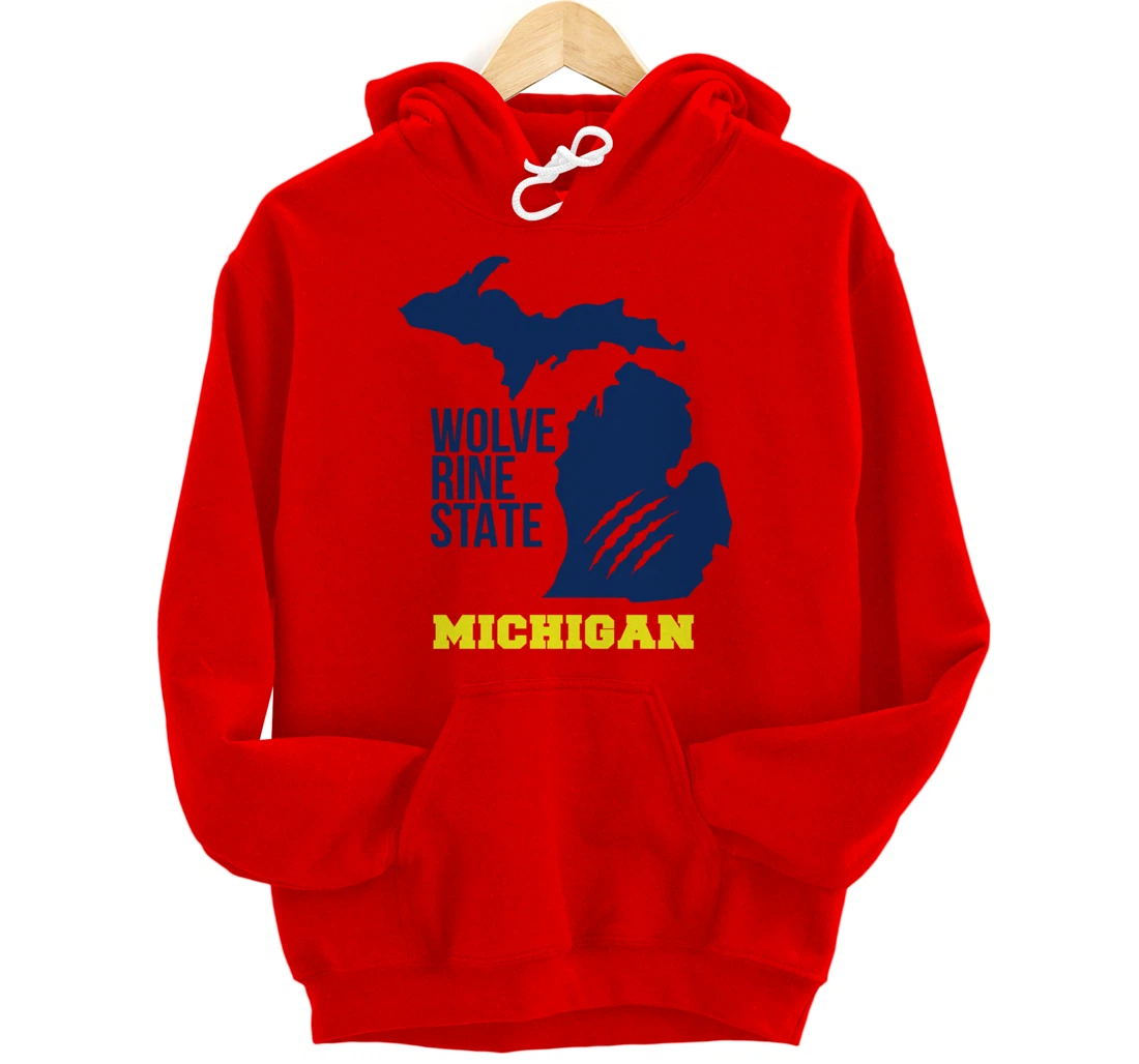 Michigan Silhouette Outline The Wolverine State Pride Gift Pullover Hoodie