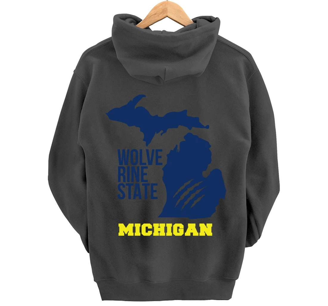 Michigan Silhouette Outline The Wolverine State Pride Gift Pullover Hoodie