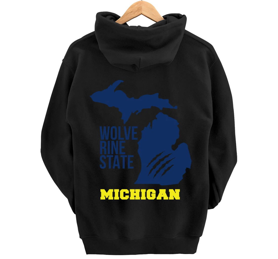 Michigan Silhouette Outline The Wolverine State Pride Gift Pullover Hoodie