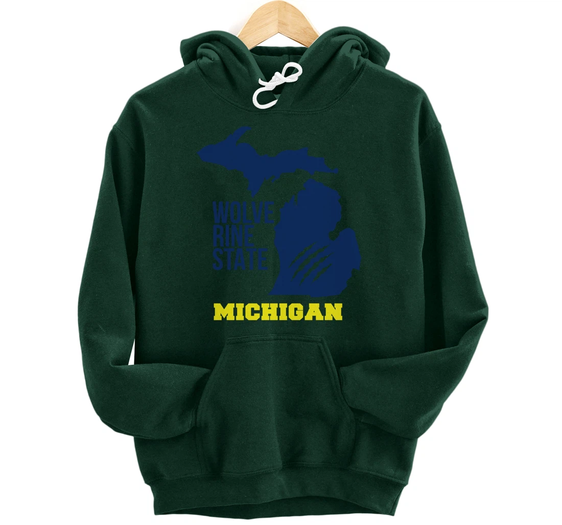 Michigan Silhouette Outline The Wolverine State Pride Gift Pullover Hoodie