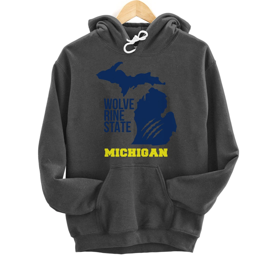 Michigan Silhouette Outline The Wolverine State Pride Gift Pullover Hoodie
