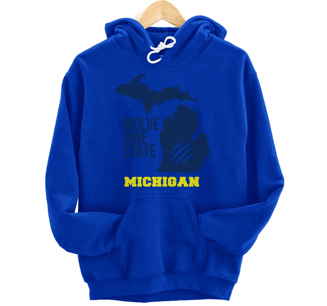 Michigan Silhouette Outline The Wolverine State Pride Gift Pullover Hoodie