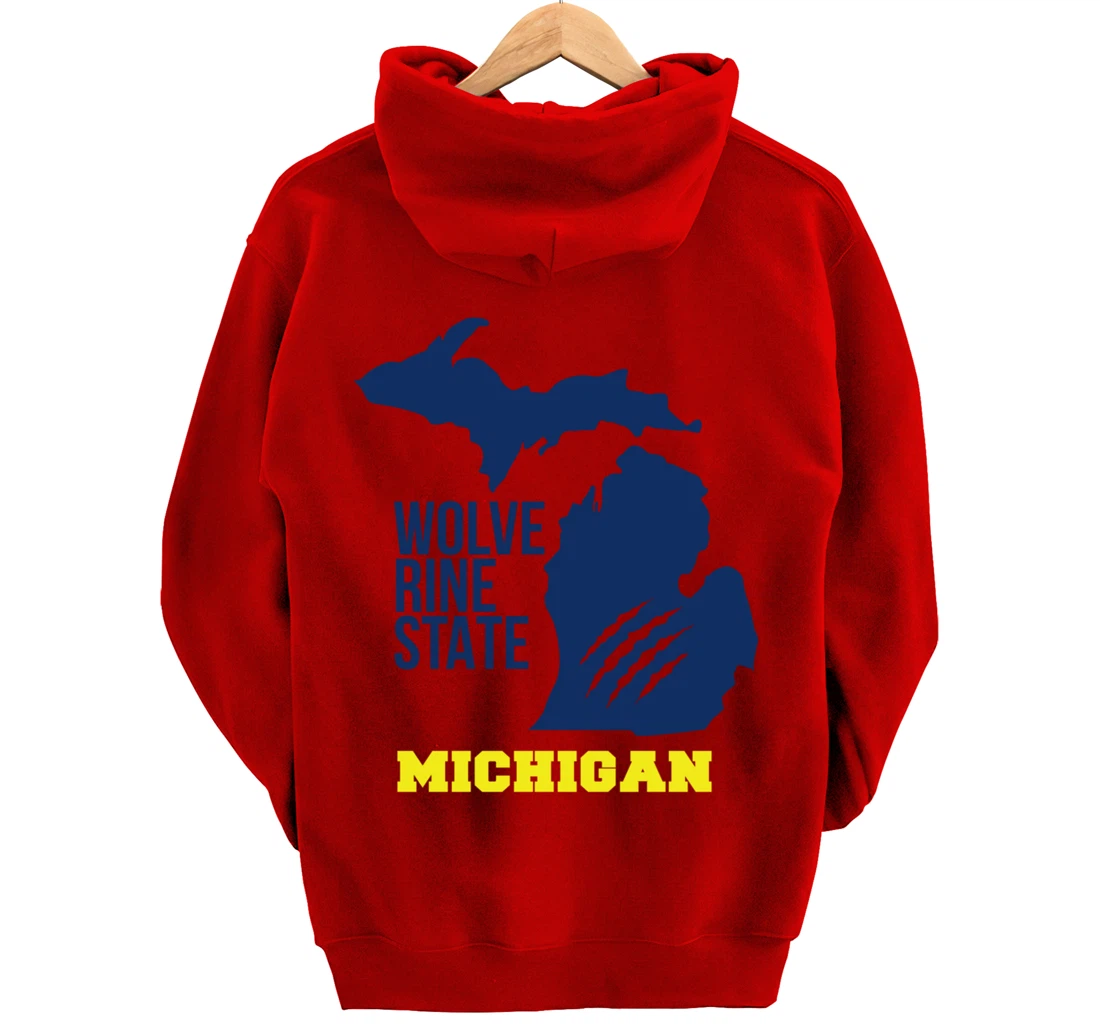 Michigan Silhouette Outline The Wolverine State Pride Gift Pullover Hoodie