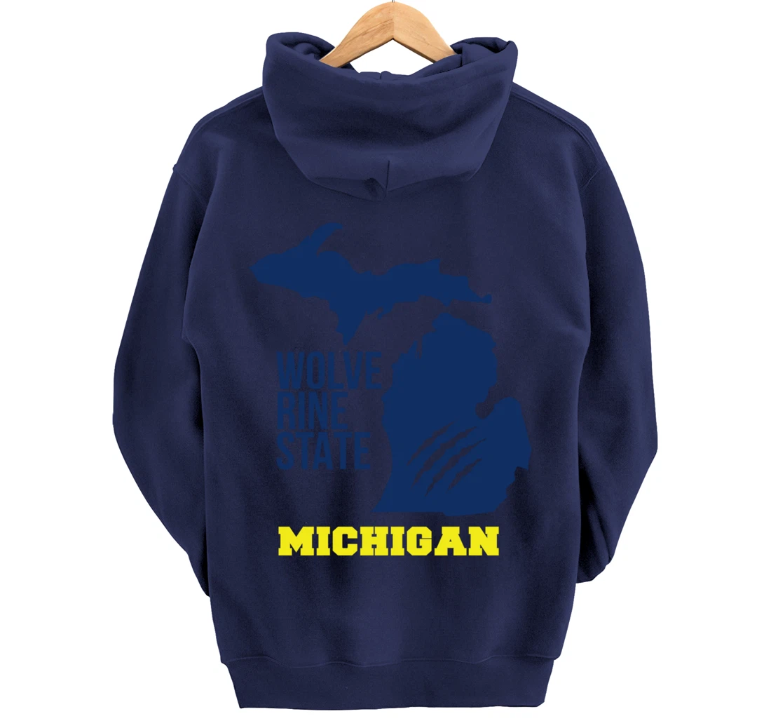 Michigan Silhouette Outline The Wolverine State Pride Gift Pullover Hoodie
