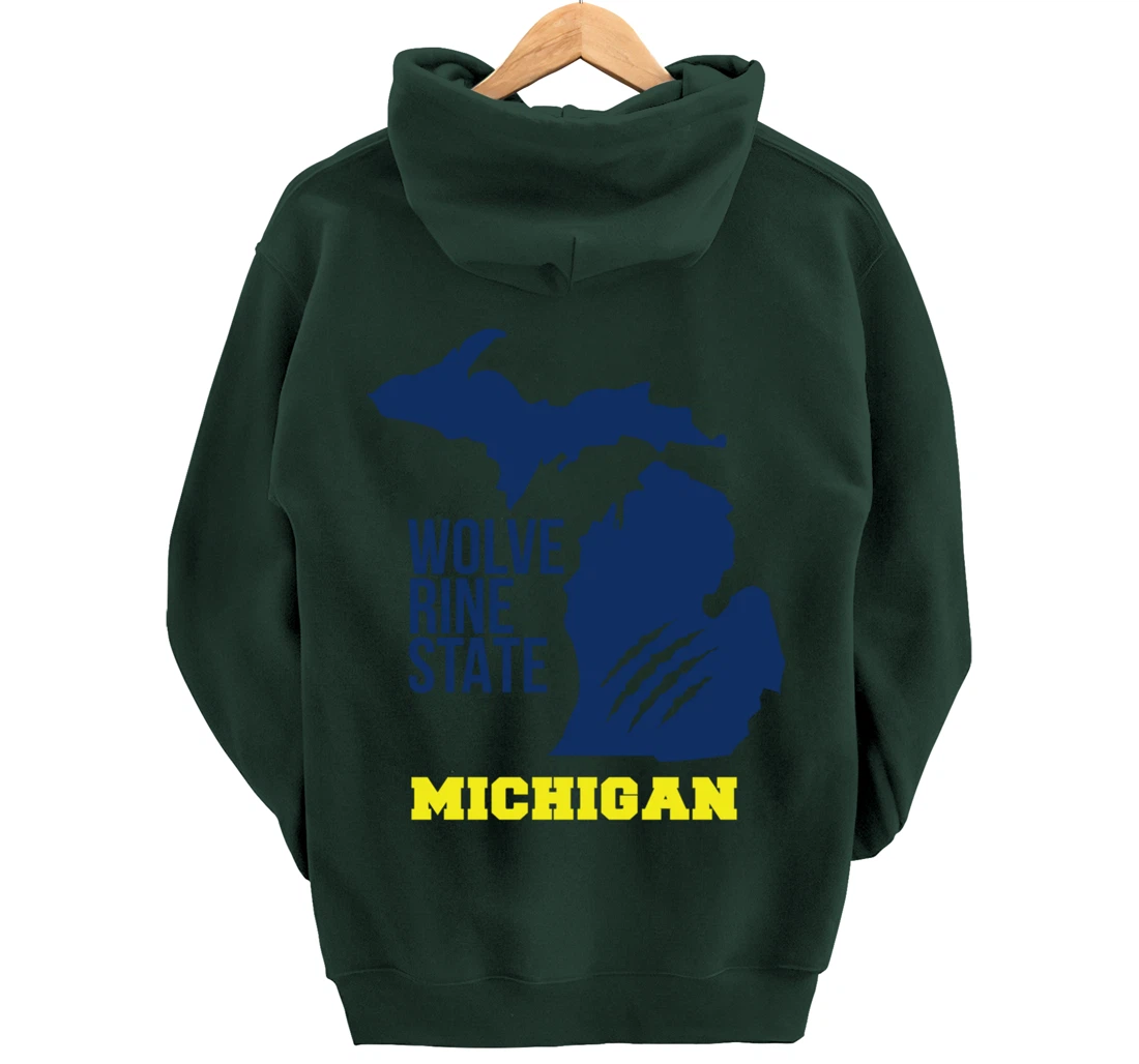 Michigan Silhouette Outline The Wolverine State Pride Gift Pullover Hoodie