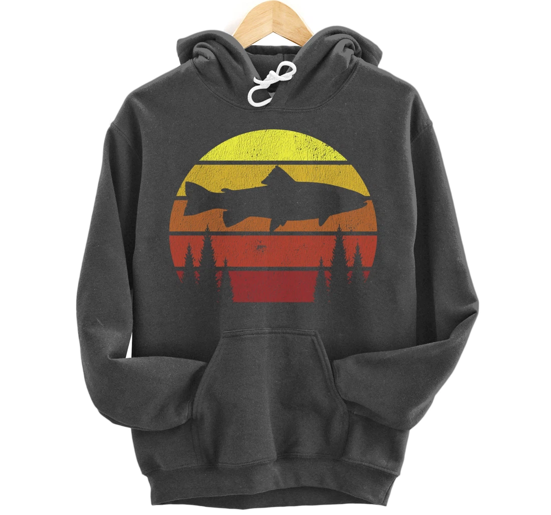 Steelhead Fishing Retro Rainbow Trout River Fisherman Pullover Hoodie