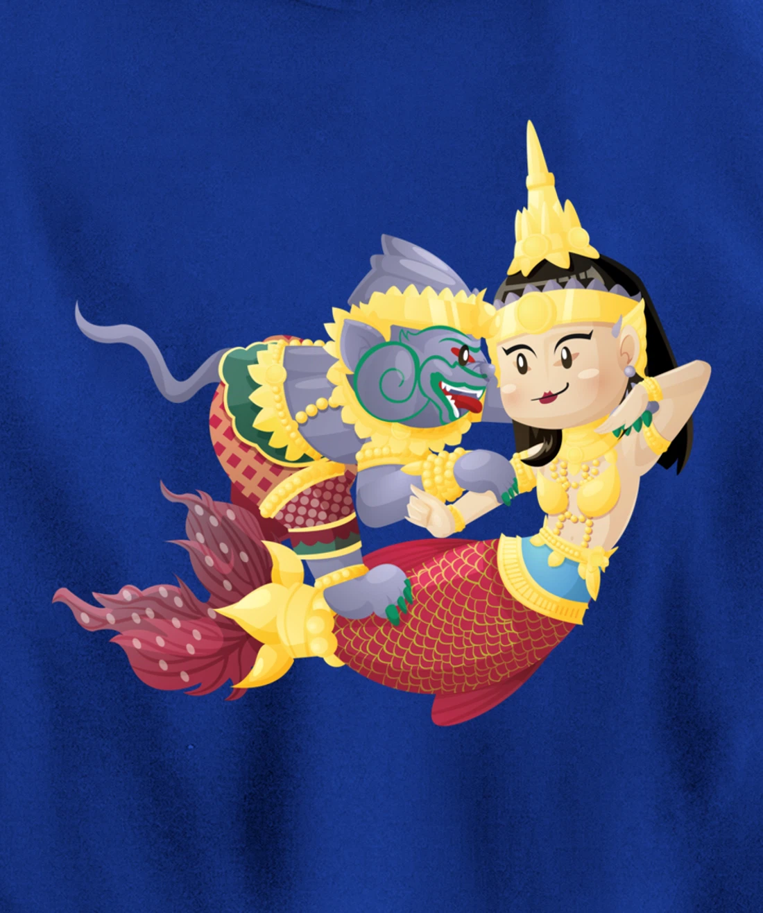 Cambodian Khmer Thai Lao Apsara Mermaid Sovann Macha Hanuman Pullover Hoodie