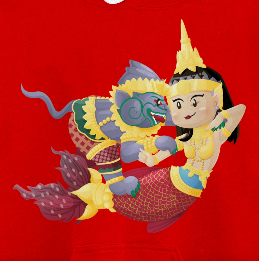 Cambodian Khmer Thai Lao Apsara Mermaid Sovann Macha Hanuman Pullover Hoodie