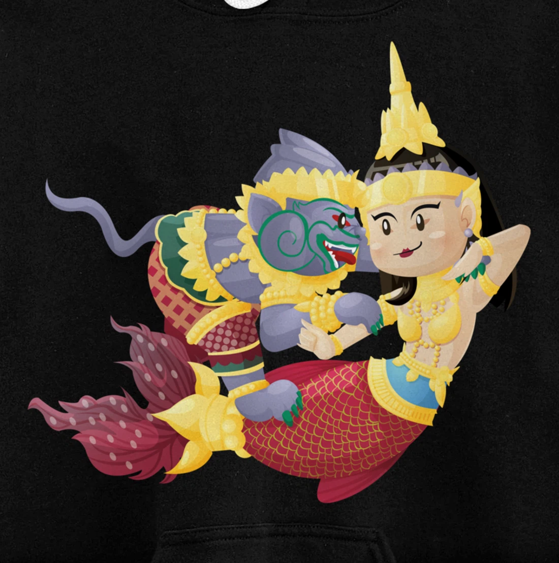 Cambodian Khmer Thai Lao Apsara Mermaid Sovann Macha Hanuman Pullover Hoodie