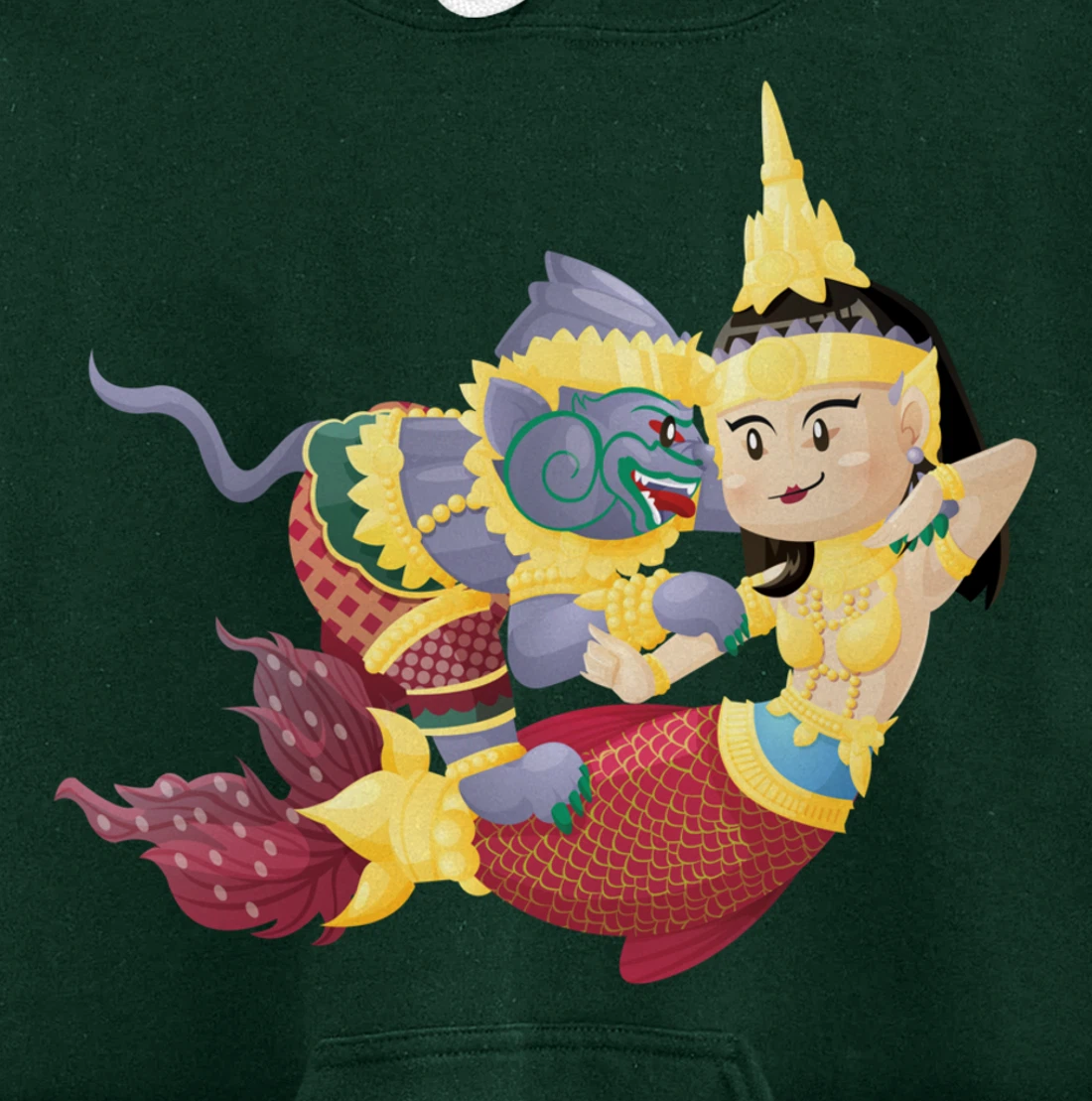 Cambodian Khmer Thai Lao Apsara Mermaid Sovann Macha Hanuman Pullover Hoodie