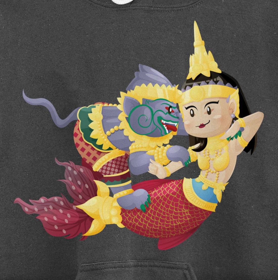 Cambodian Khmer Thai Lao Apsara Mermaid Sovann Macha Hanuman Pullover Hoodie