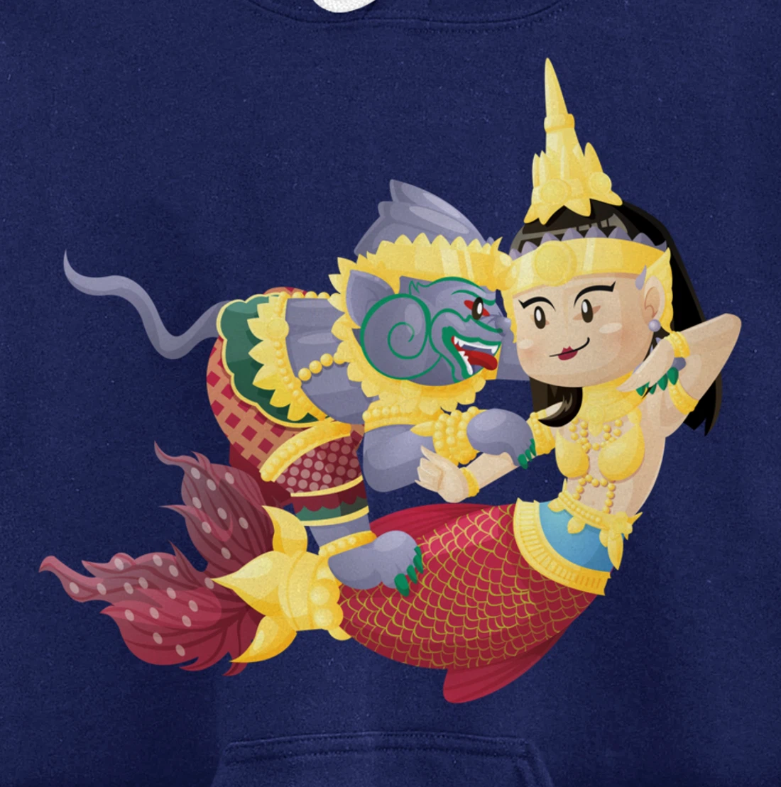 Cambodian Khmer Thai Lao Apsara Mermaid Sovann Macha Hanuman Pullover Hoodie