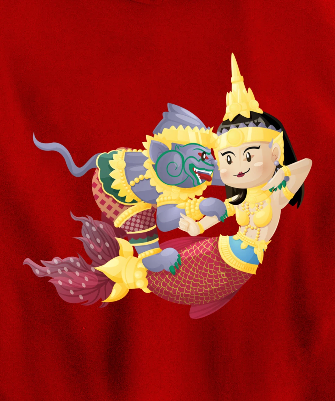 Cambodian Khmer Thai Lao Apsara Mermaid Sovann Macha Hanuman Pullover Hoodie