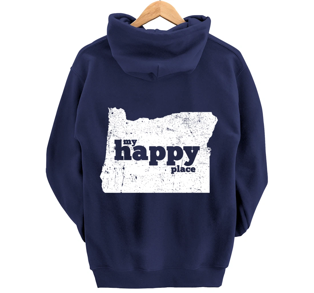 Retro Vintage Oregon Happy Place gift Pullover Hoodie