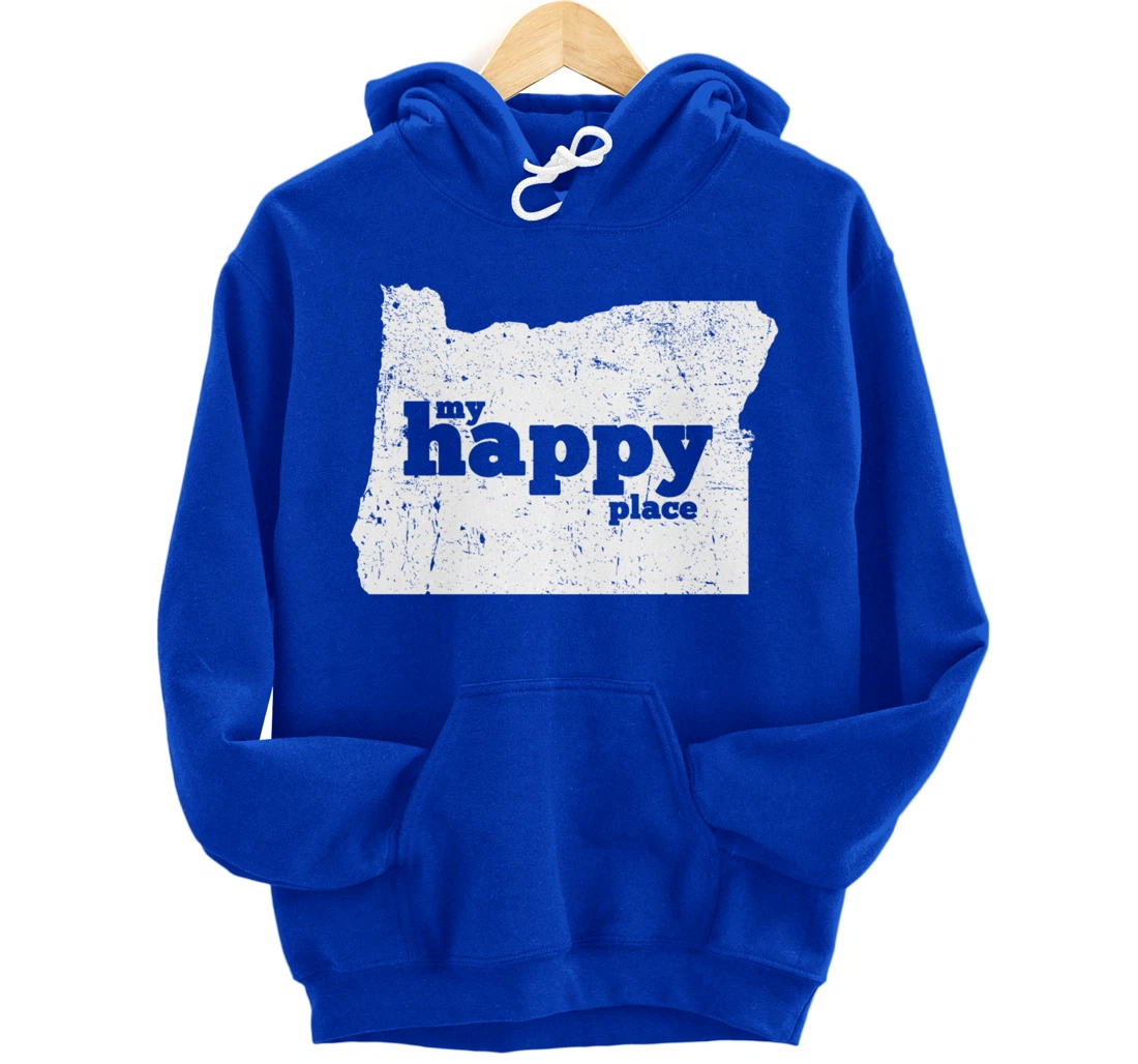 Retro Vintage Oregon Happy Place gift Pullover Hoodie