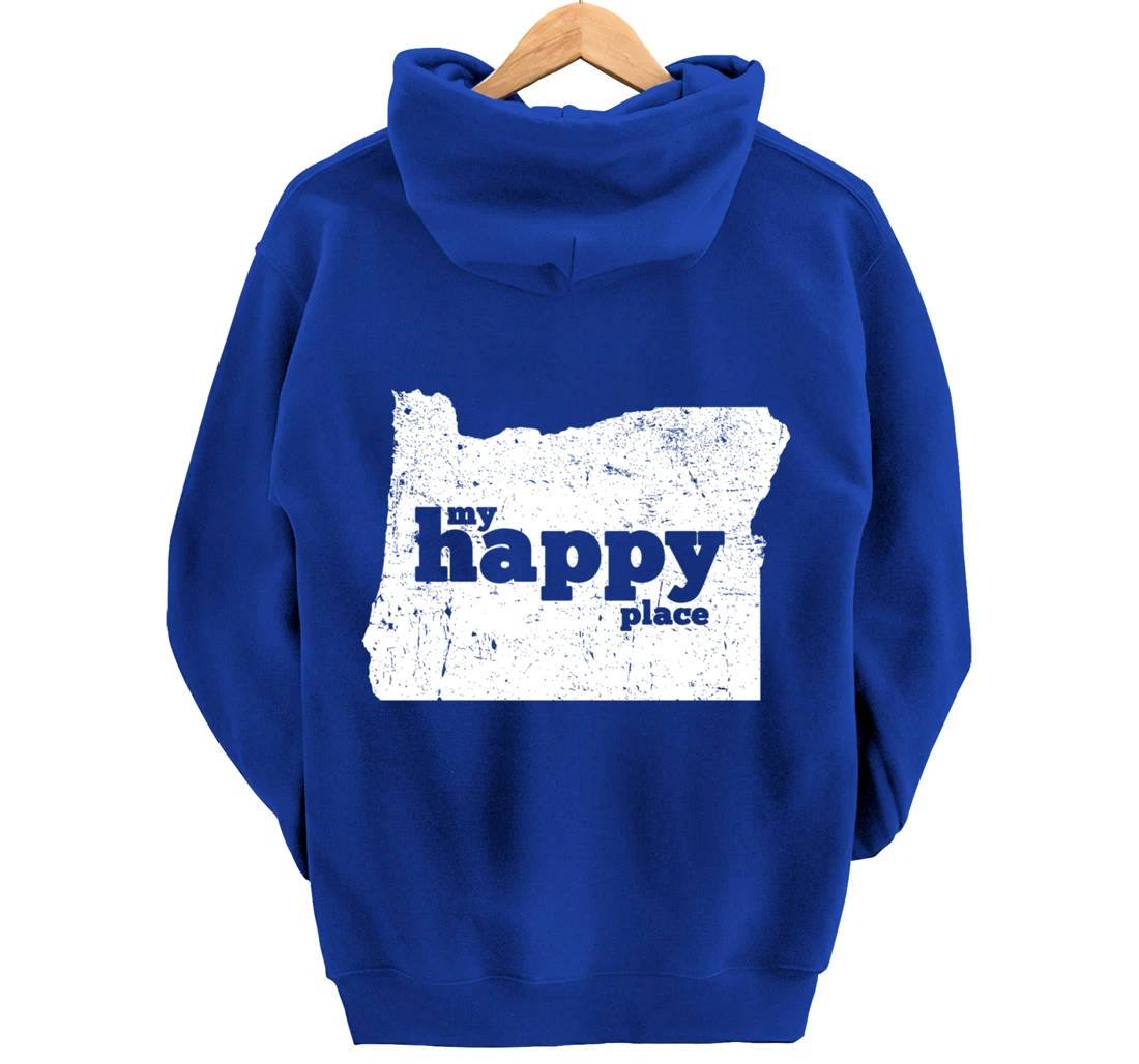Retro Vintage Oregon Happy Place gift Pullover Hoodie