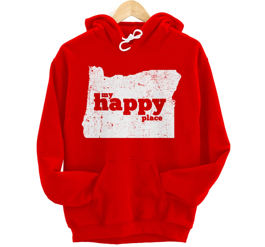 Retro Vintage Oregon Happy Place gift Pullover Hoodie