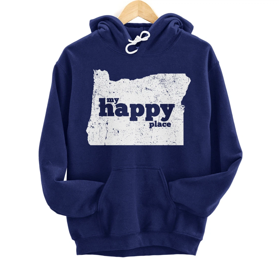 Retro Vintage Oregon Happy Place gift Pullover Hoodie