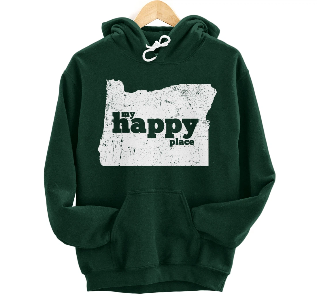 Retro Vintage Oregon Happy Place gift Pullover Hoodie