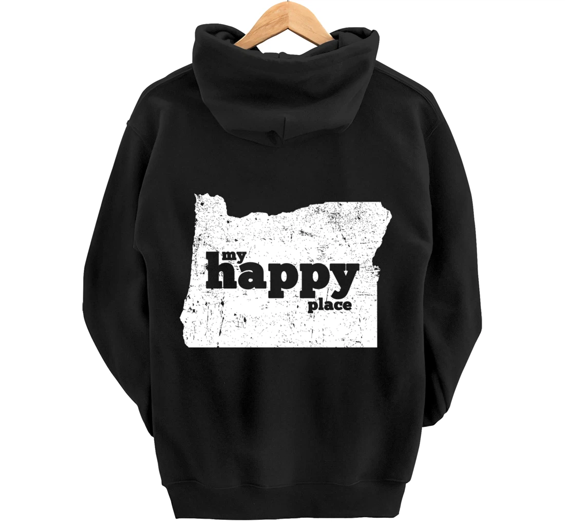 Retro Vintage Oregon Happy Place gift Pullover Hoodie