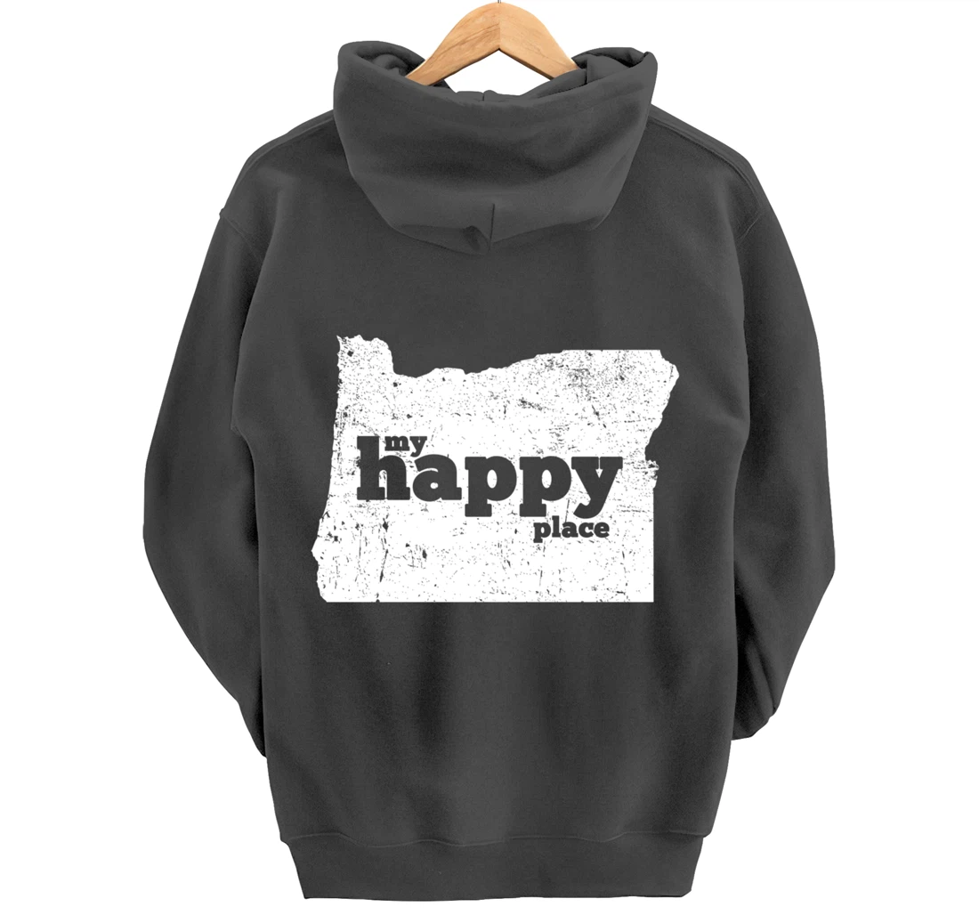 Retro Vintage Oregon Happy Place gift Pullover Hoodie