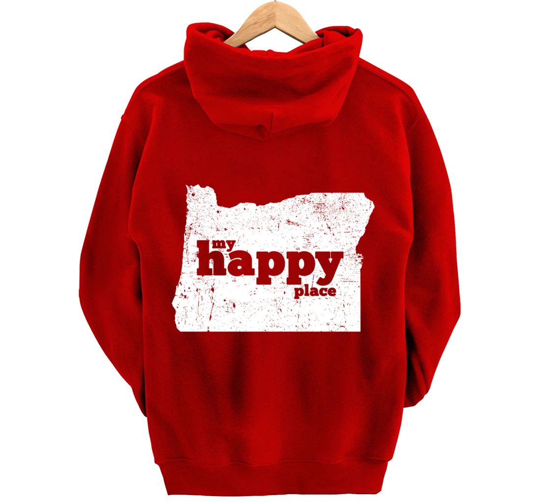 Retro Vintage Oregon Happy Place gift Pullover Hoodie