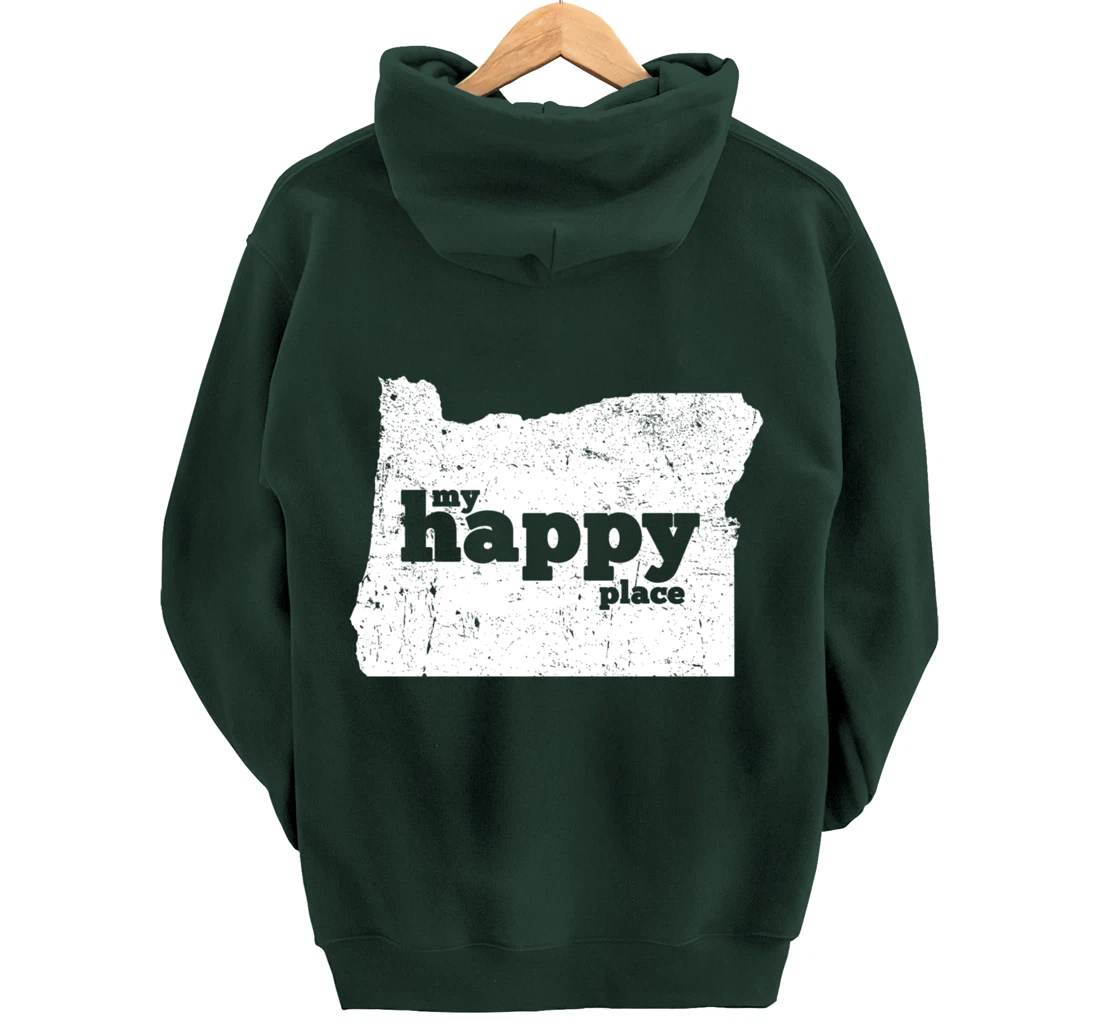 Retro Vintage Oregon Happy Place gift Pullover Hoodie