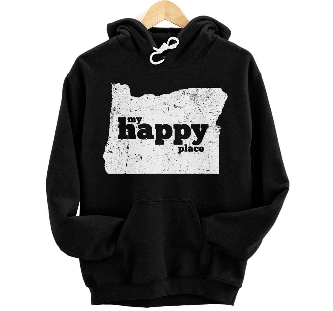 Retro Vintage Oregon Happy Place gift Pullover Hoodie