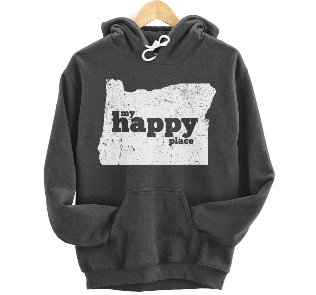 Retro Vintage Oregon Happy Place gift Pullover Hoodie
