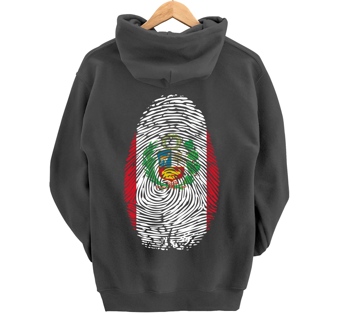 Peru Flag Fingerprint Pullover Hoodie