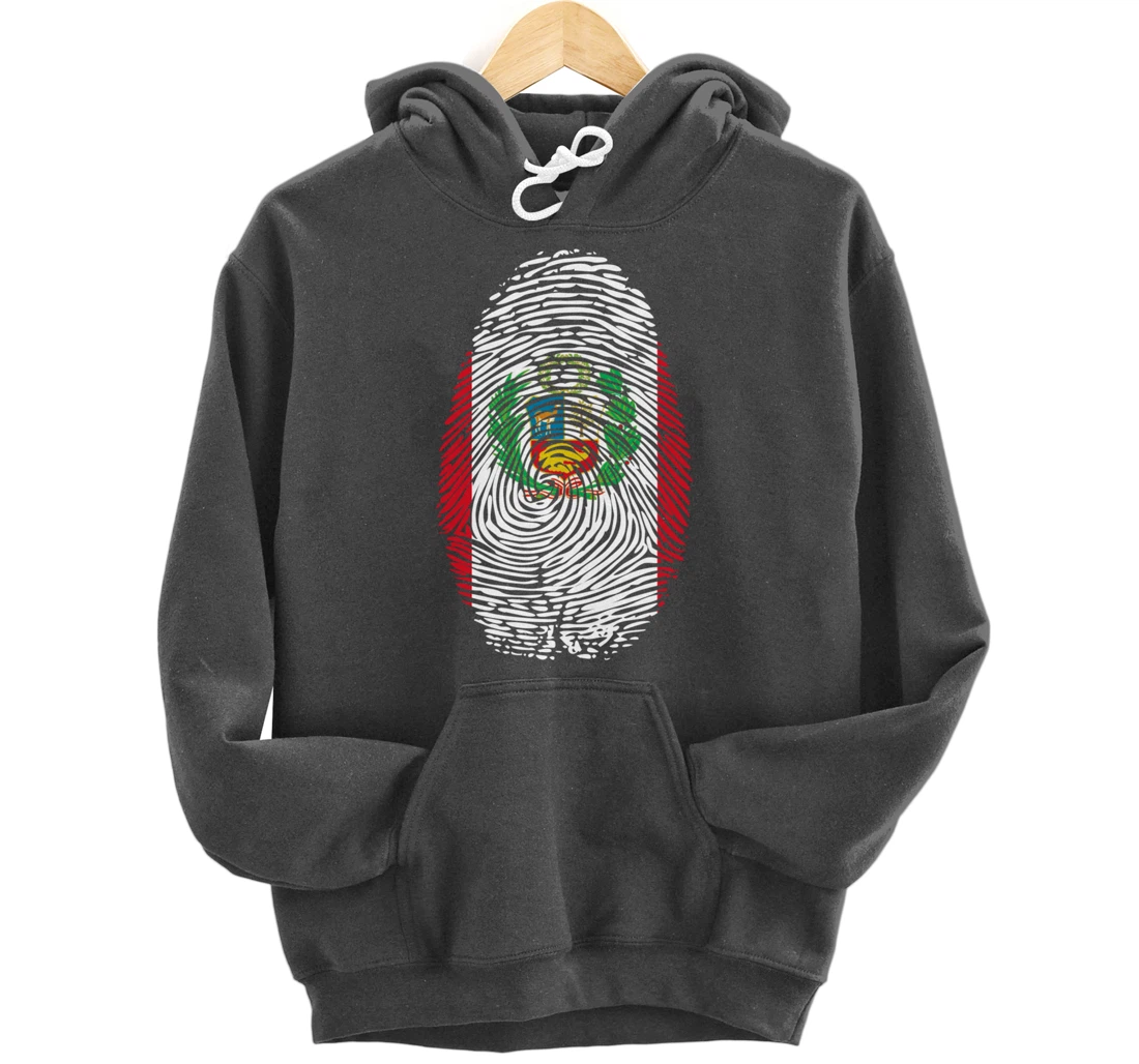 Peru Flag Fingerprint Pullover Hoodie