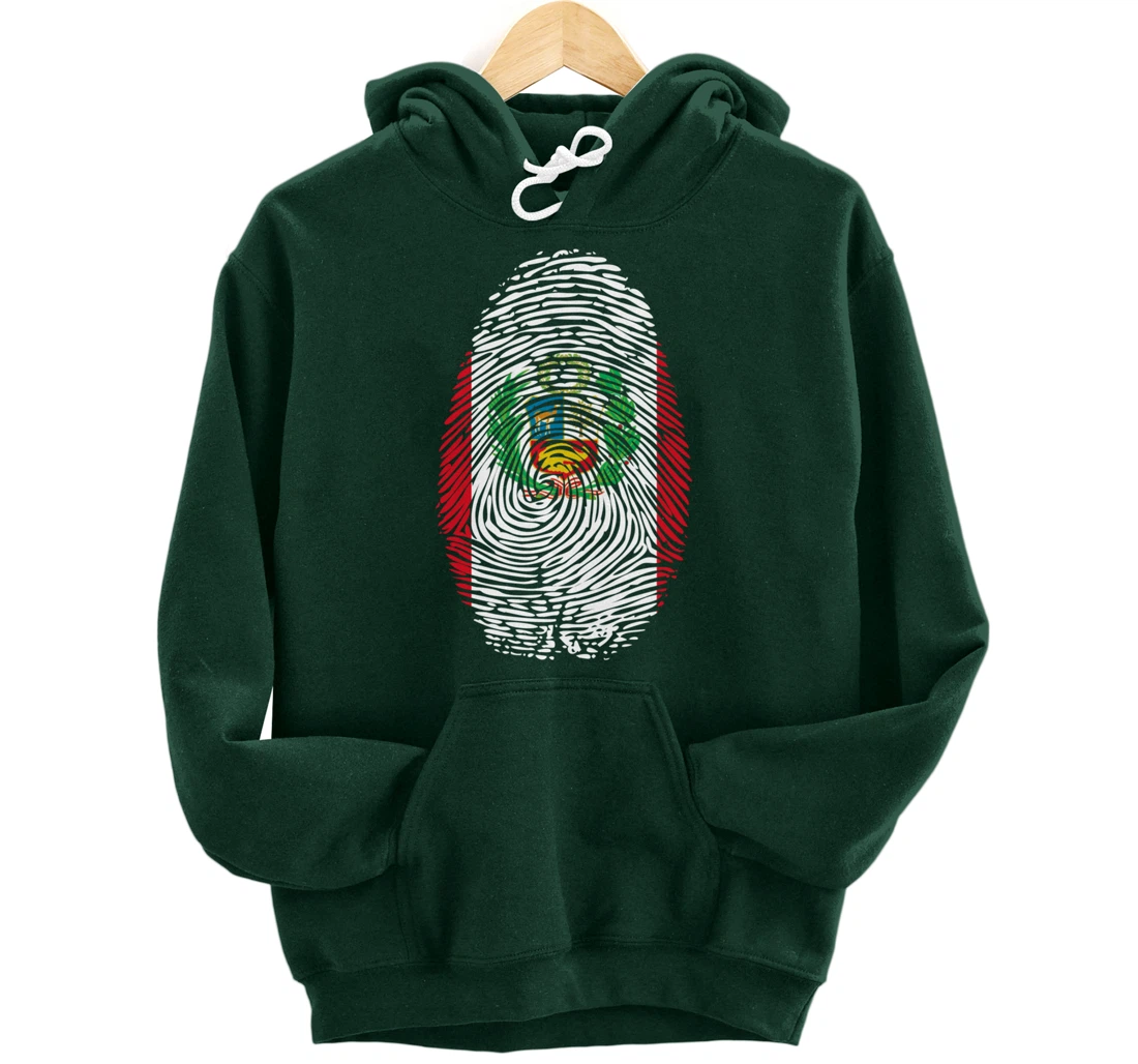 Peru Flag Fingerprint Pullover Hoodie