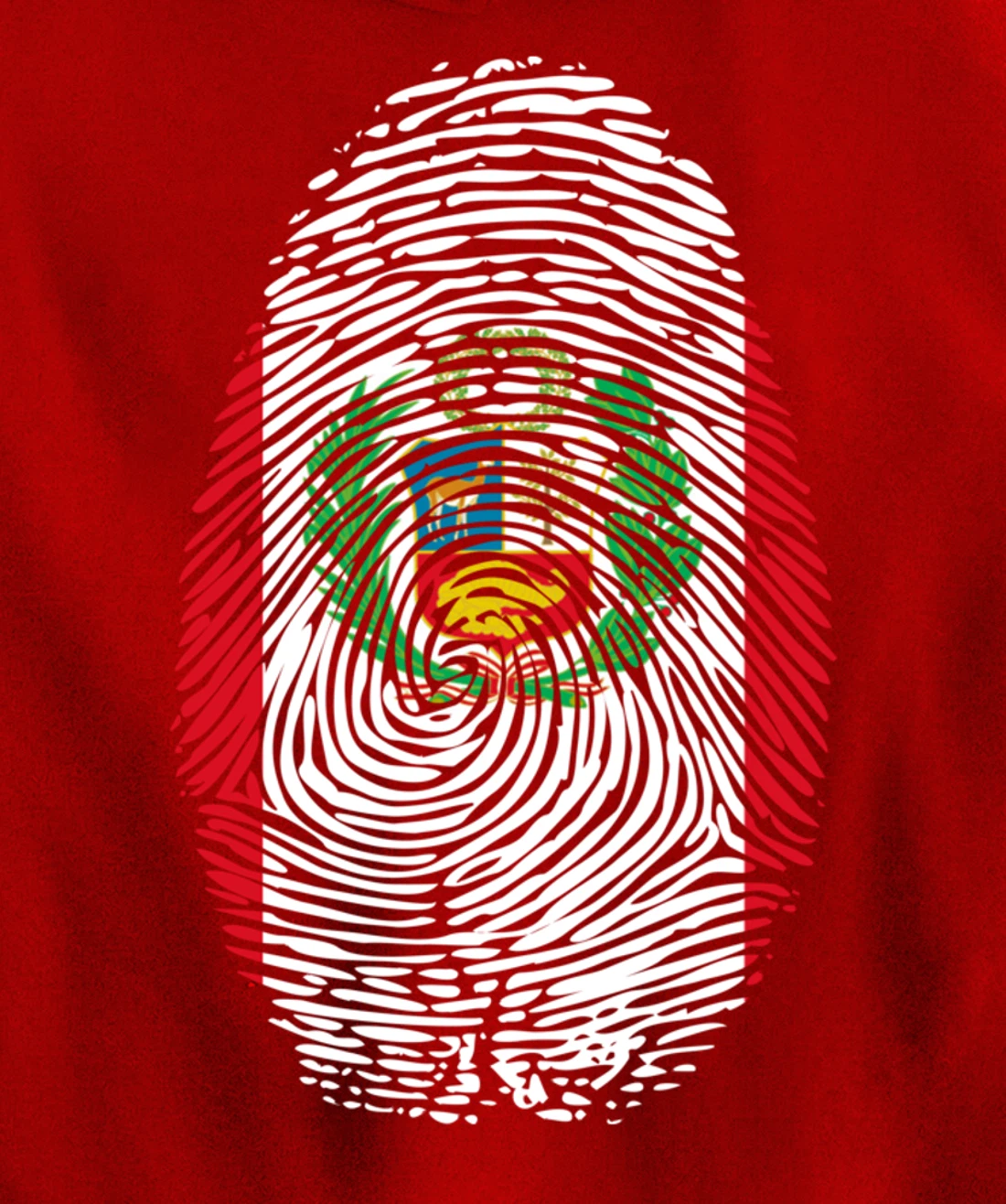 Peru Flag Fingerprint Pullover Hoodie
