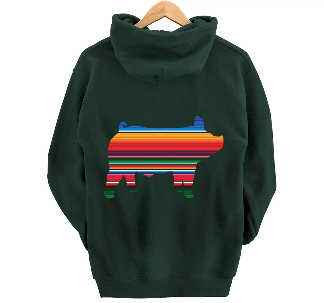 Show Swine Serape Pig For Girls Who Show Livestock Gift Pullover Hoodie