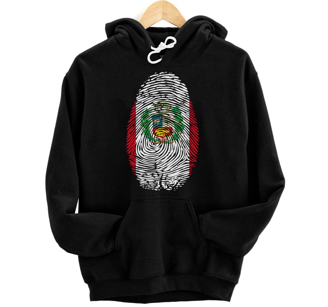 Peru Flag Fingerprint Pullover Hoodie