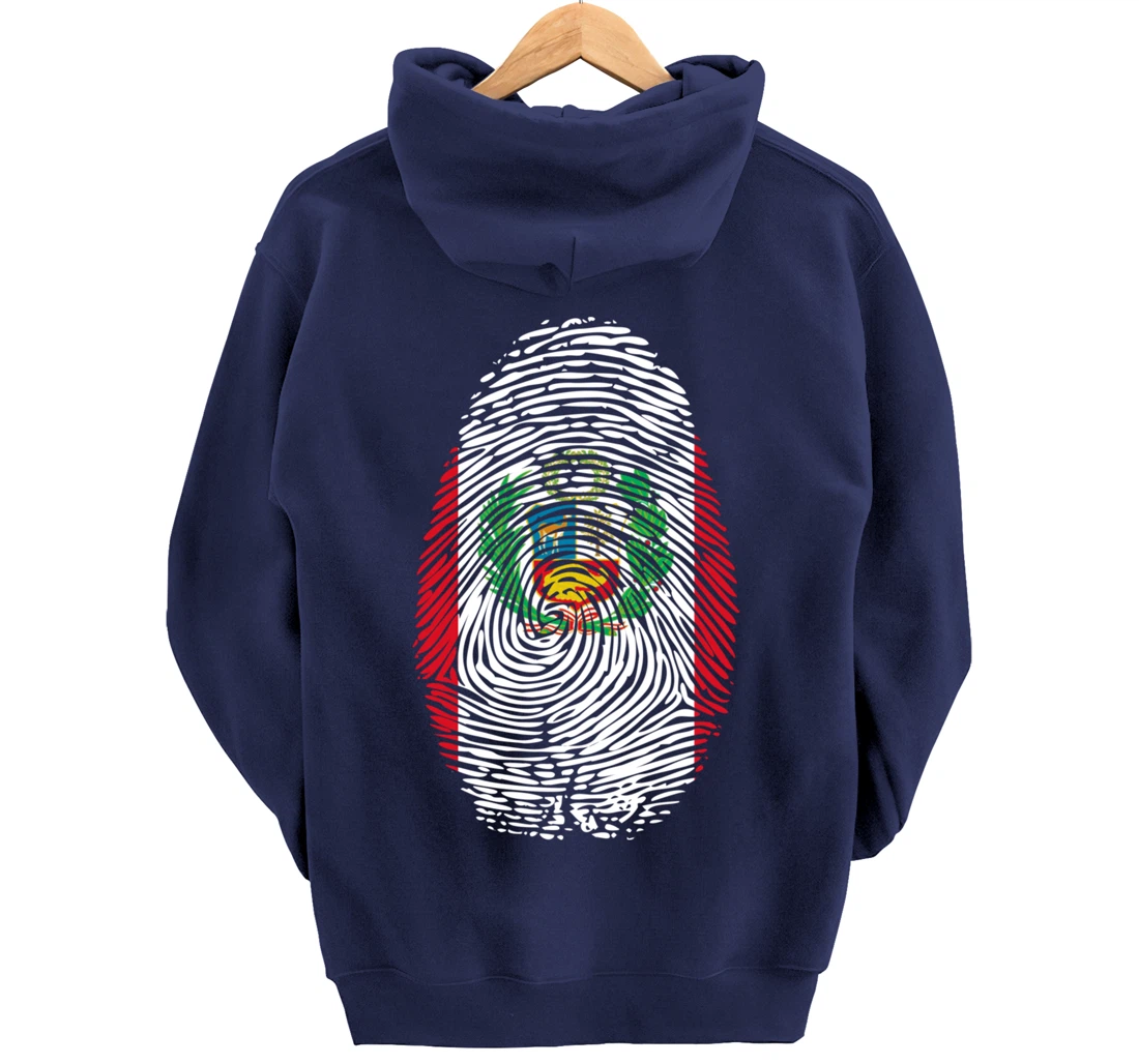 Peru Flag Fingerprint Pullover Hoodie